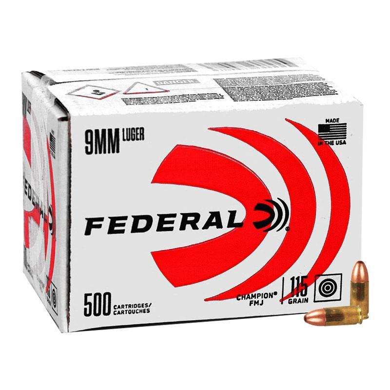 Federal Champion 9mm 115gr FMJ 500rd Bulk Box - 1