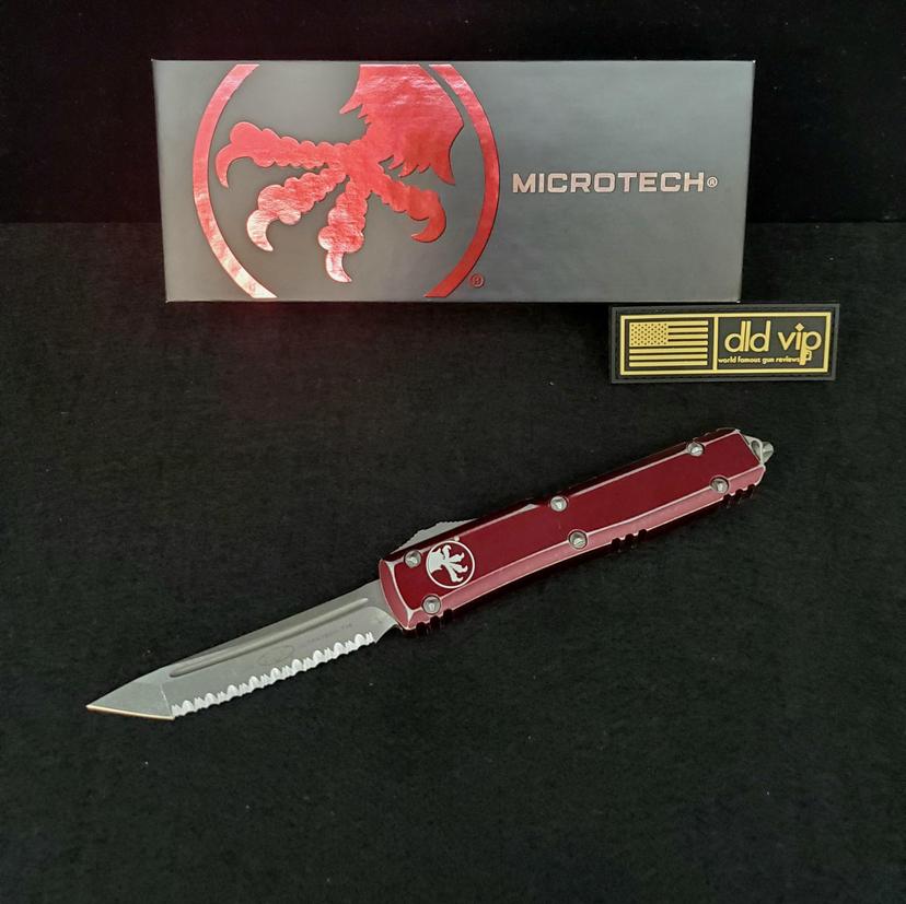 Microtech Ultratech T/E Distressed Merlot Apocalyptic Full Serrated 123-12 DMR - 1