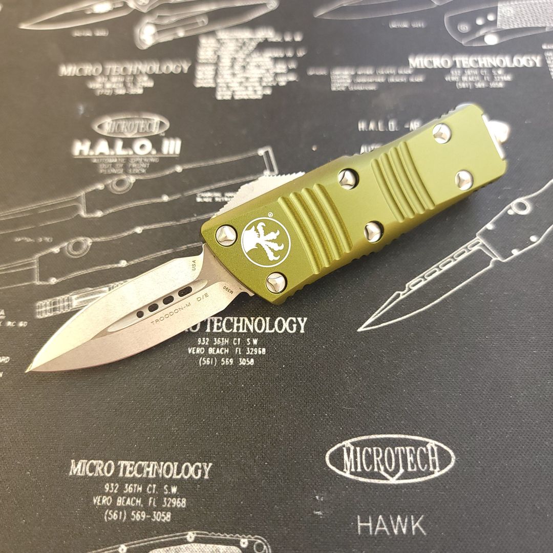 Microtech Troodon Mini D/E OD Green Stonewash 238-10 OD Webinar